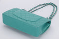 CHANEL CLASSIC DOUBLE FLAP (1641xxxx) MEDIUM GREEN LAMBSKIN LEATHER, SILVER CHAIN, WITH , DUST COVER & BOX - Bags - 4