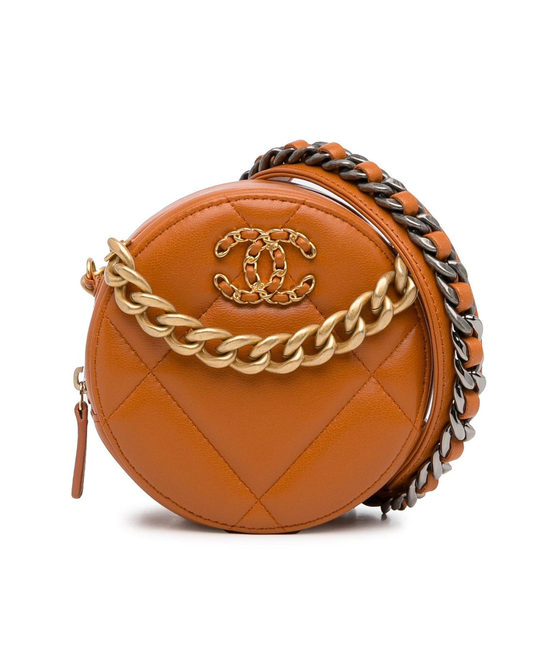 Quilted Lambskin Leather Clutch with Chain and Gold-Tone Handle - Handbags, Wallets & Cases