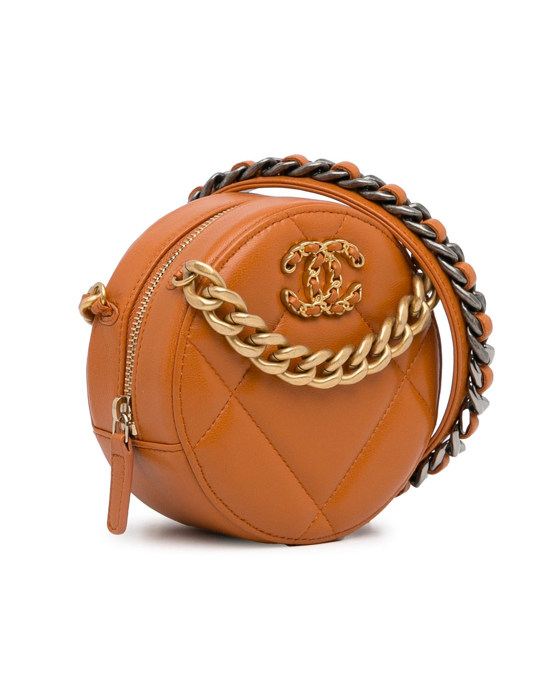Quilted Lambskin Leather Clutch with Chain and Gold-Tone Handle - Handbags, Wallets & Cases