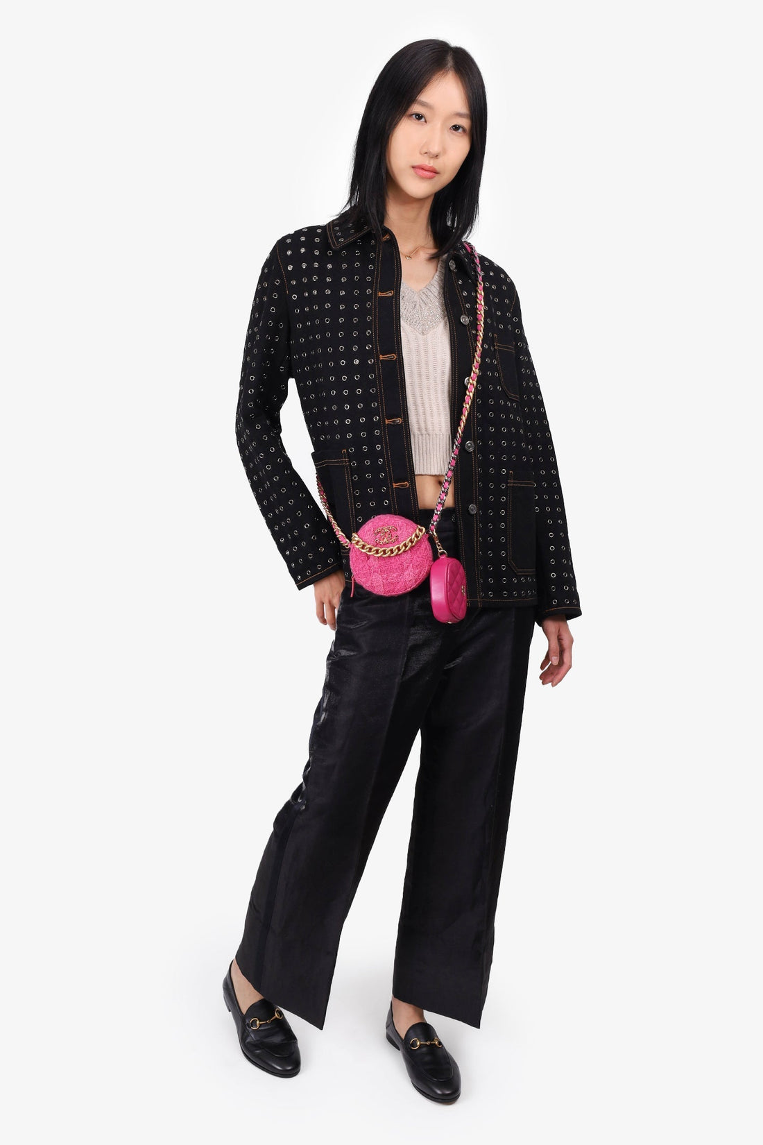 chl™ 2019-20 Fuchsia Tweed 19 Round Clutch with Coin Purse - Handbag & Wallet Accessories