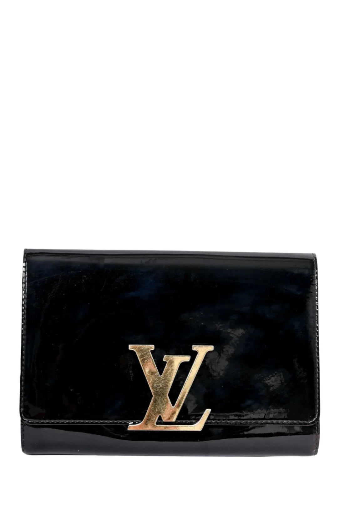 Louis Vuitton Black Patent Leather LV Clutch - Handbag
