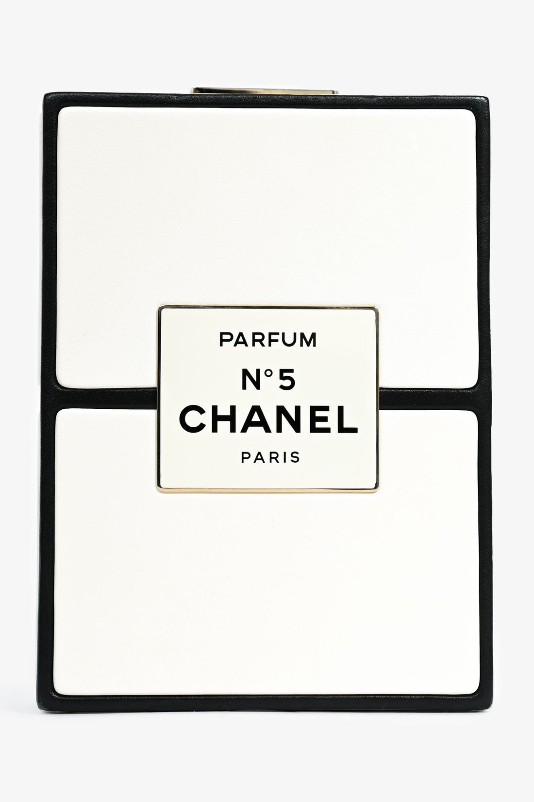 chl™ Black/White Leather No. 5 Perfume Clutch Evening Clutch - Handbag & Wallet Accessories