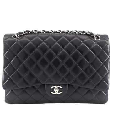 Classic Maxi Single Flap Lambskin Leather Bag