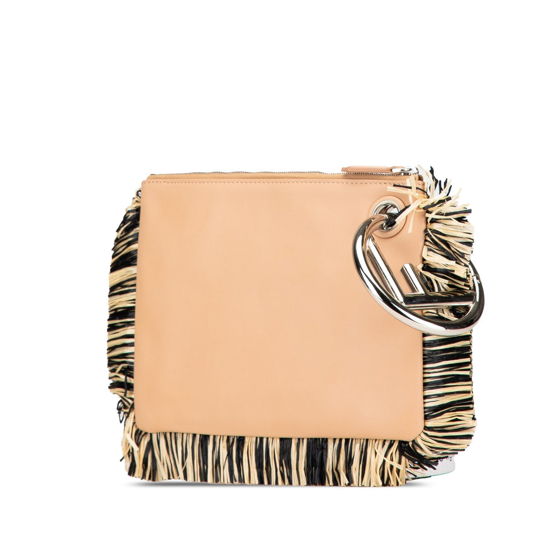 Beige Fendi Zucca Leather and Raffia Triplette Clutch - Handbags, Wallets & Cases