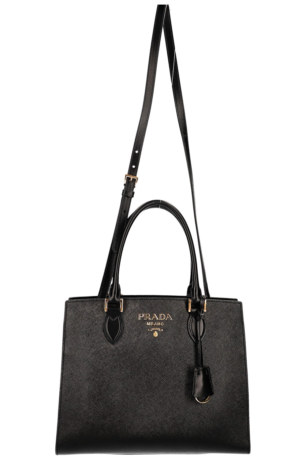 PRADA Convertible Open Tote Bag Saffiano Black - Handbag & Wallet Accessories - 3