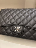 Chanel Classic Quilted Jumbo Single Flap Black Caviar - Bags - 2