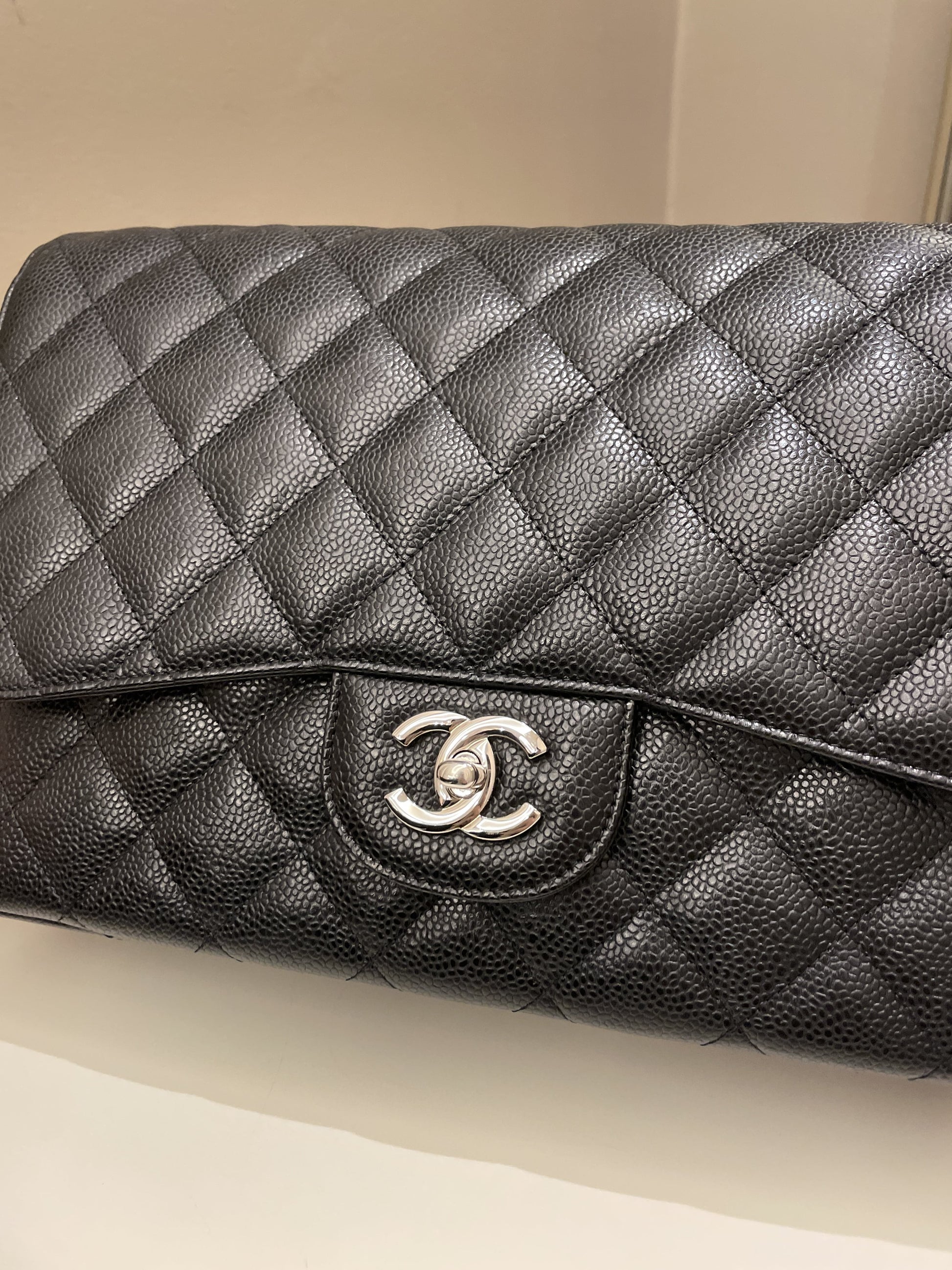 Chanel Classic Quilted Jumbo Single Flap Black Caviar - Bags - 2