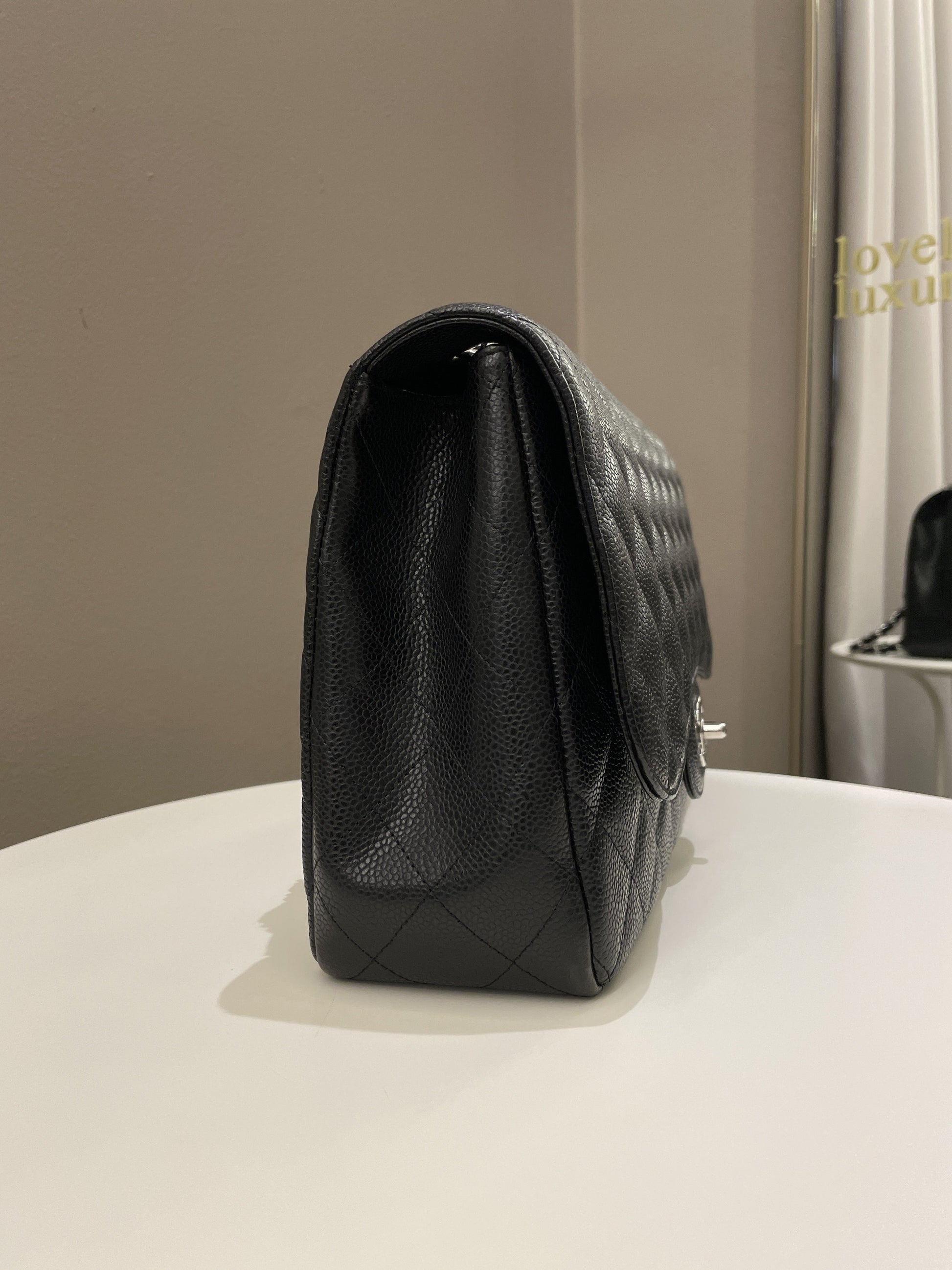 Chanel Classic Quilted Jumbo Single Flap Black Caviar - Bags - 6