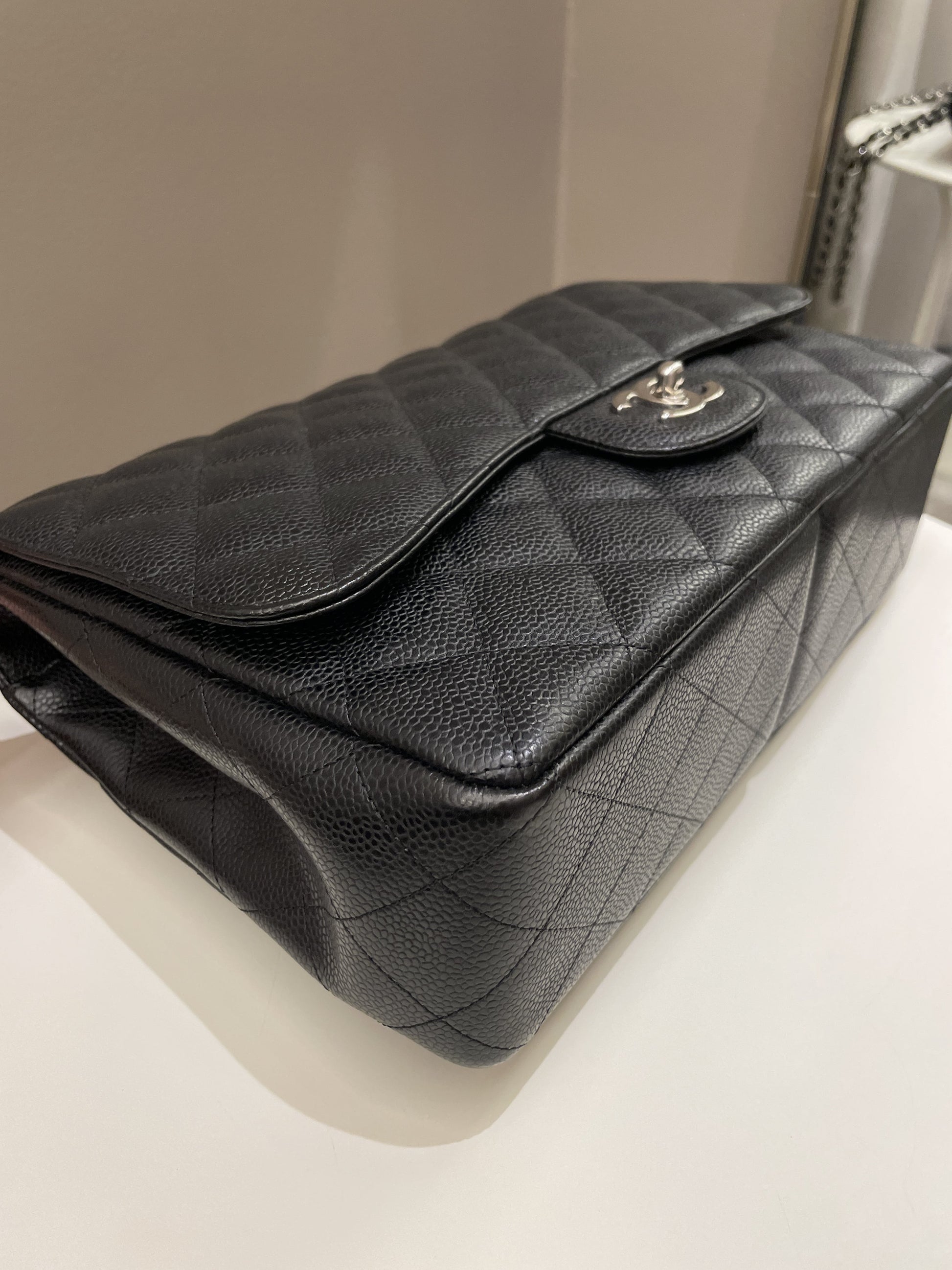 Chanel Classic Quilted Jumbo Single Flap Black Caviar - Bags - 9