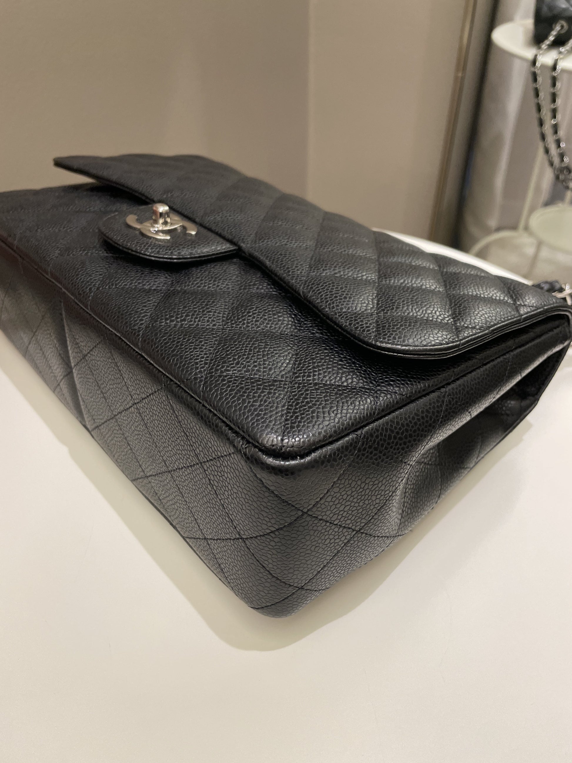 Chanel Classic Quilted Jumbo Single Flap Black Caviar - Bags - 10