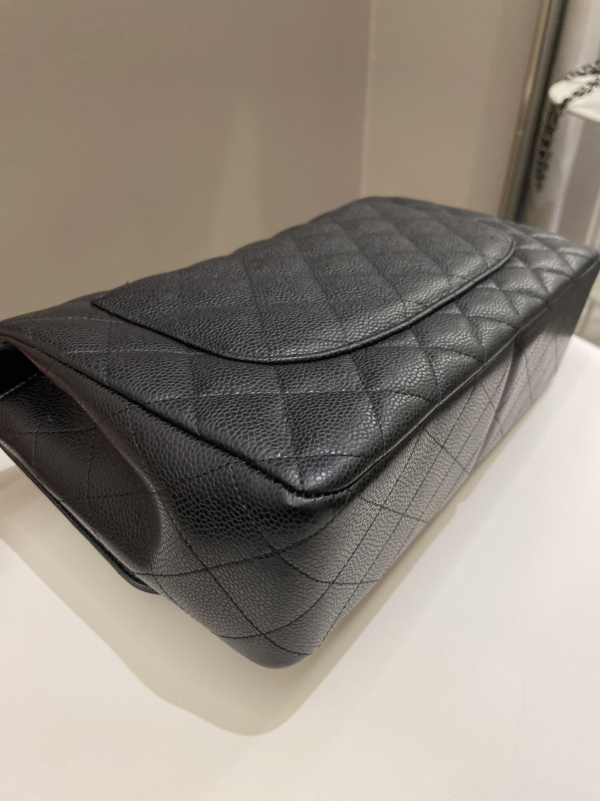 Chanel Classic Quilted Jumbo Single Flap Black Caviar - Bags - 11