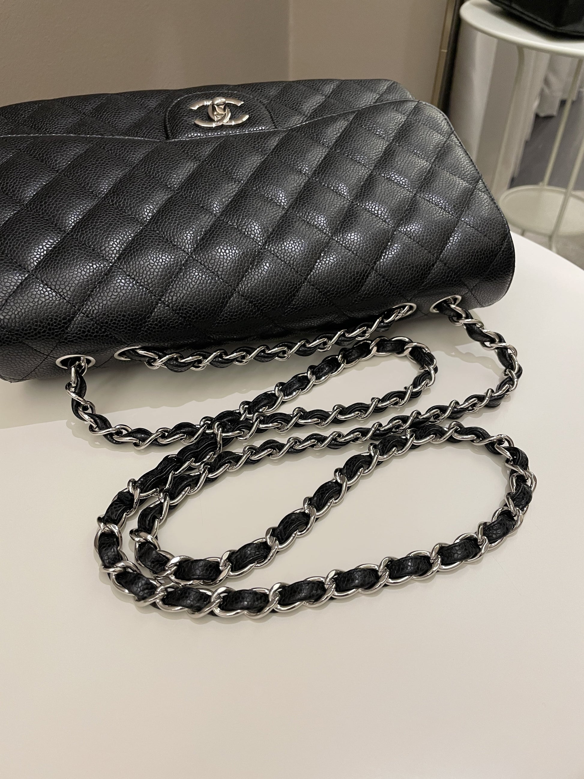 Chanel Classic Quilted Jumbo Single Flap Black Caviar - Bags - 18