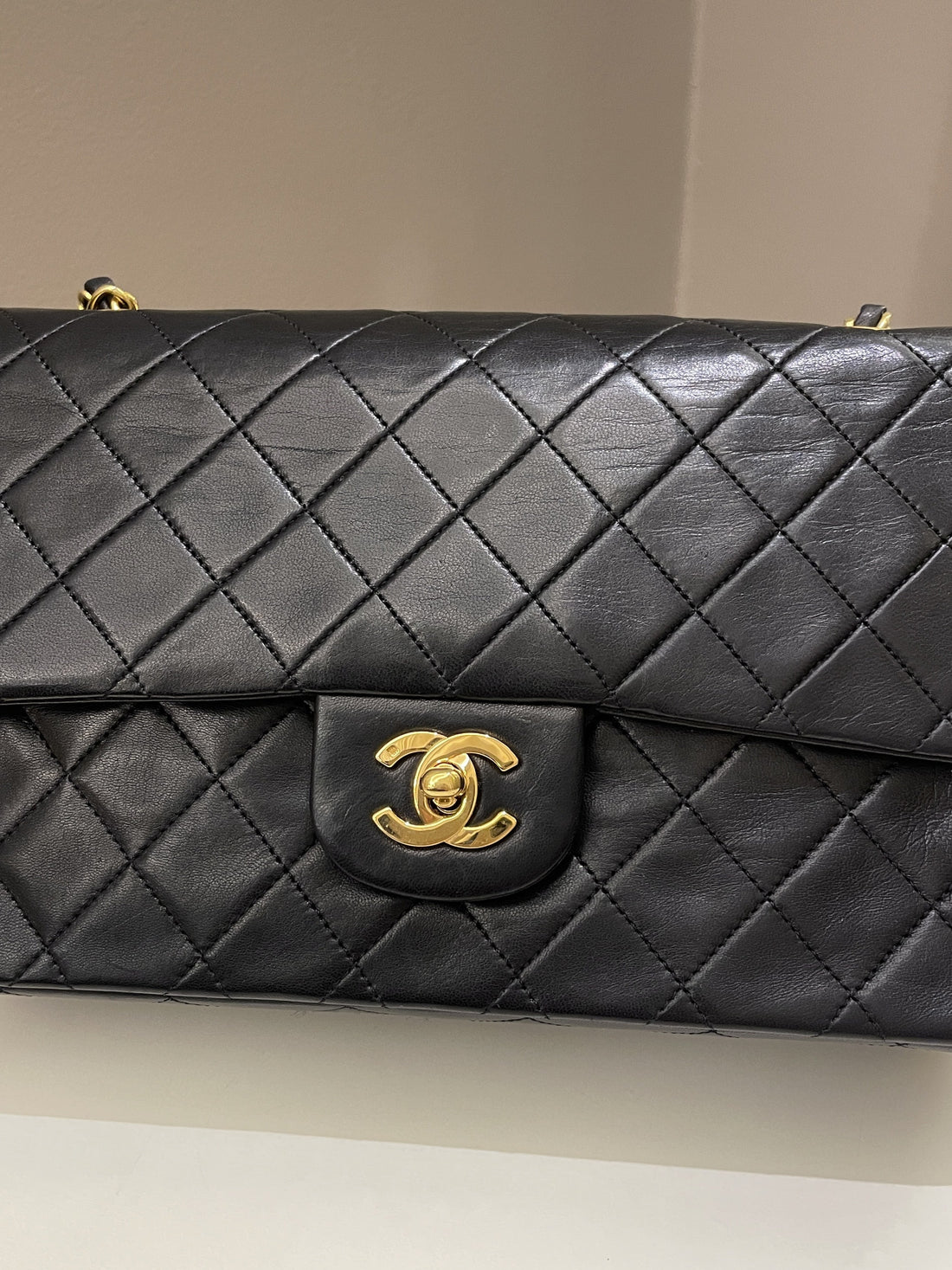 Chanel Vintage Classic Quilted Medium Double Flap Black Lambskin - Bags