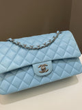 Chanel Classic Quilted Medium Double Flap Tiffany Blue Lambskin - Bags
