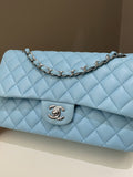 Chanel Classic Quilted Medium Double Flap Tiffany Blue Lambskin - Bags - 2