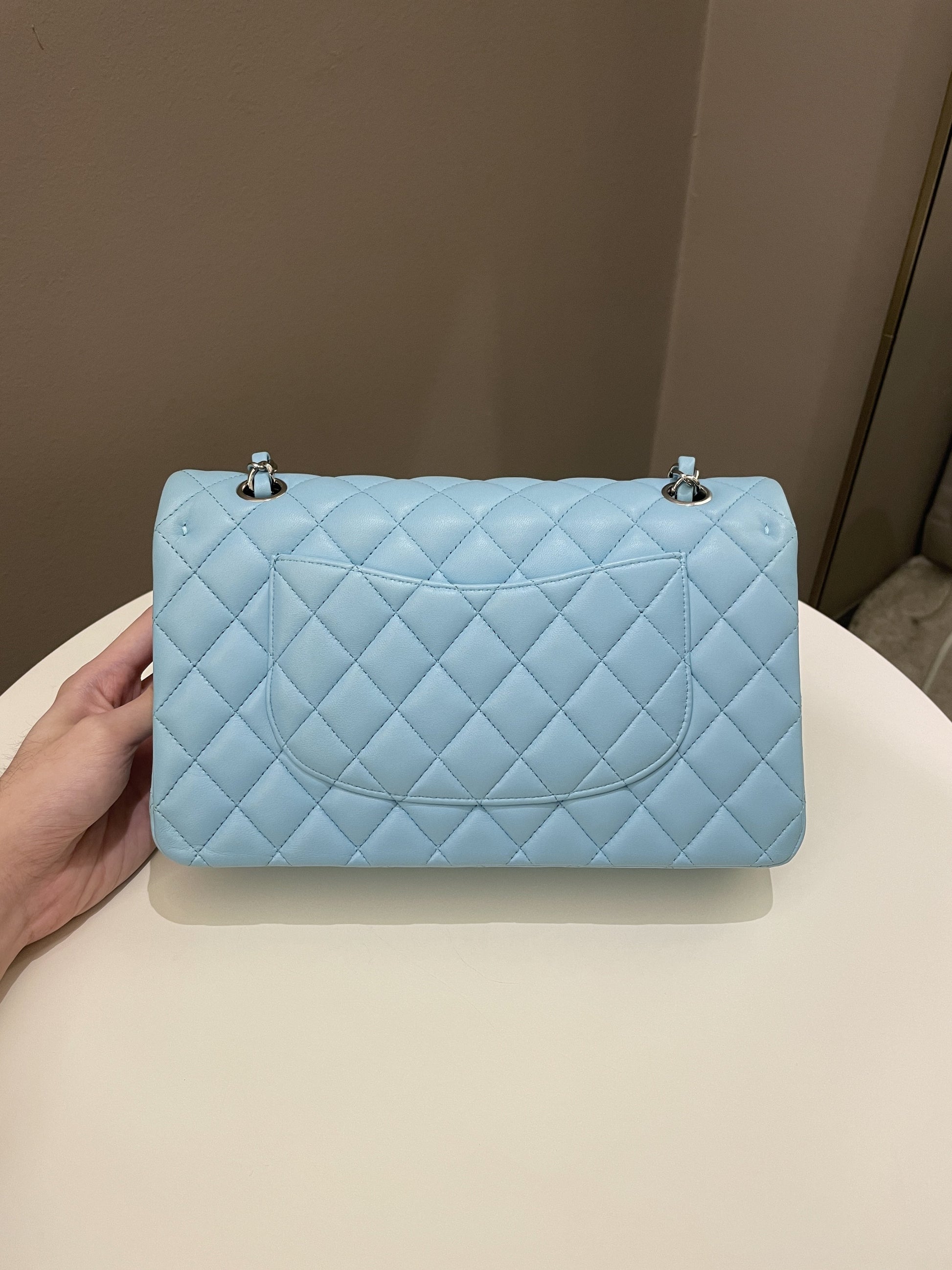 Chanel Classic Quilted Medium Double Flap Tiffany Blue Lambskin - Bags - 4