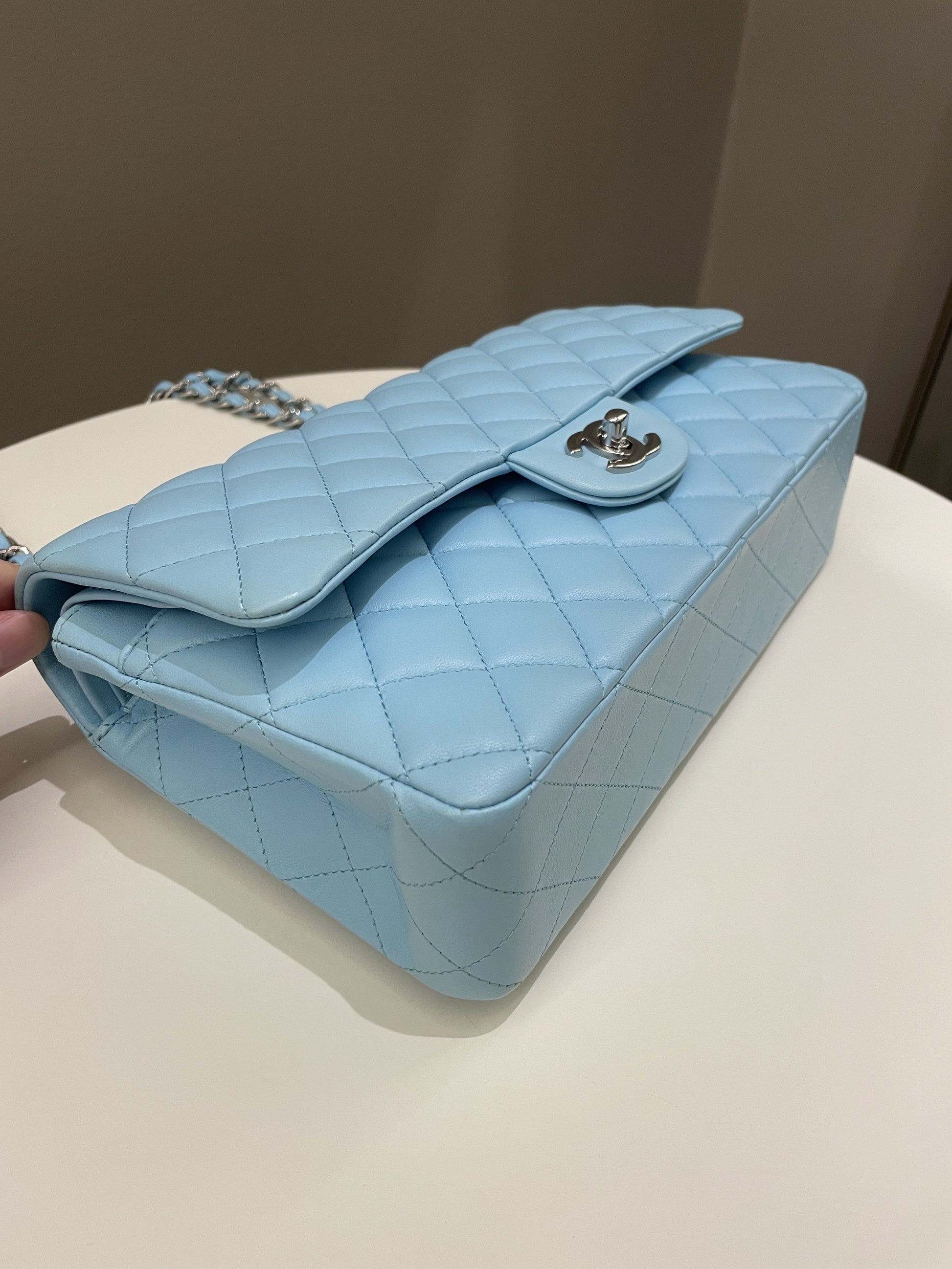 Chanel Classic Quilted Medium Double Flap Tiffany Blue Lambskin - Bags - 9