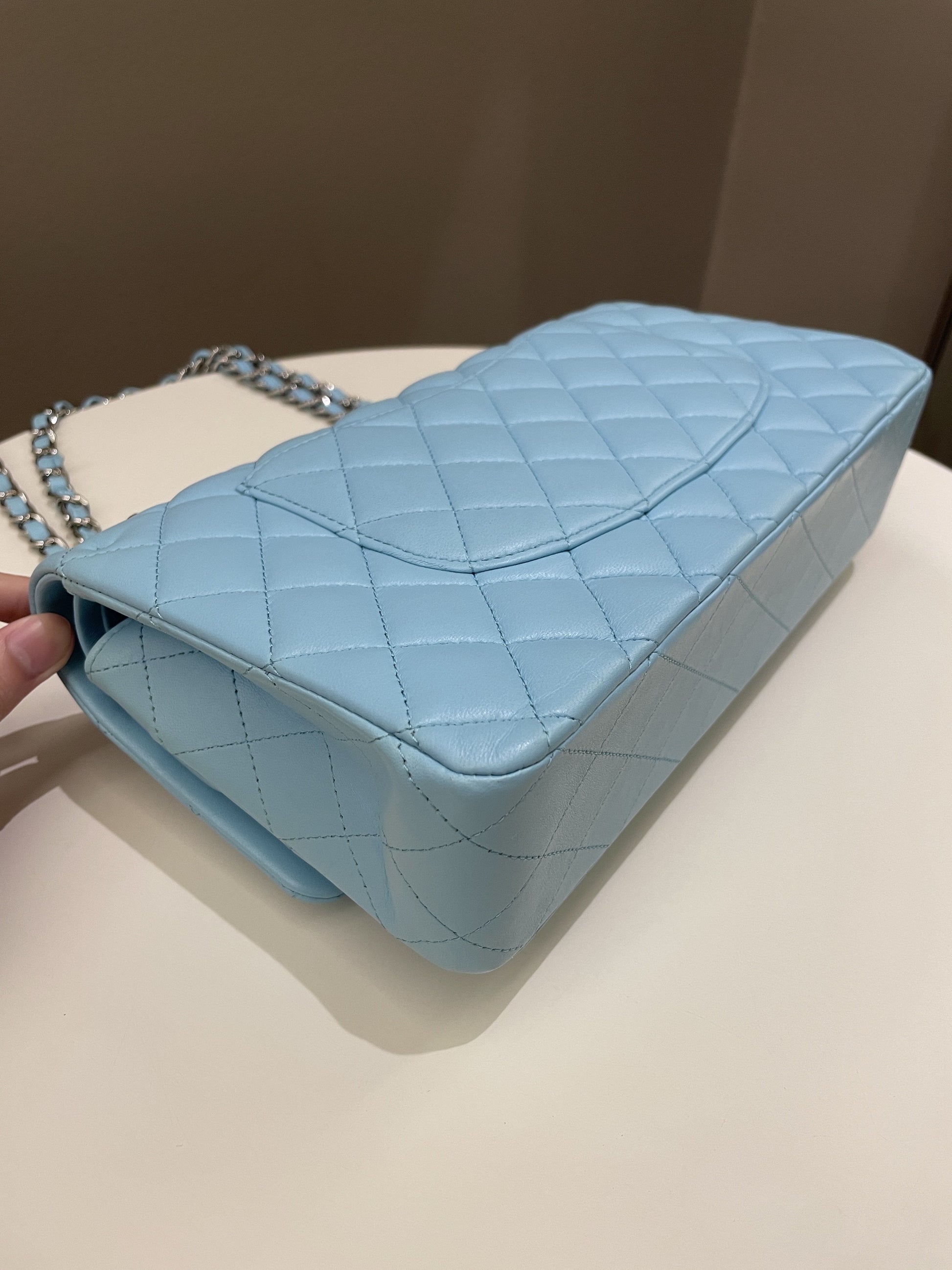 Chanel Classic Quilted Medium Double Flap Tiffany Blue Lambskin - Bags - 11