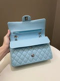 Chanel Classic Quilted Medium Double Flap Tiffany Blue Lambskin - Bags - 13