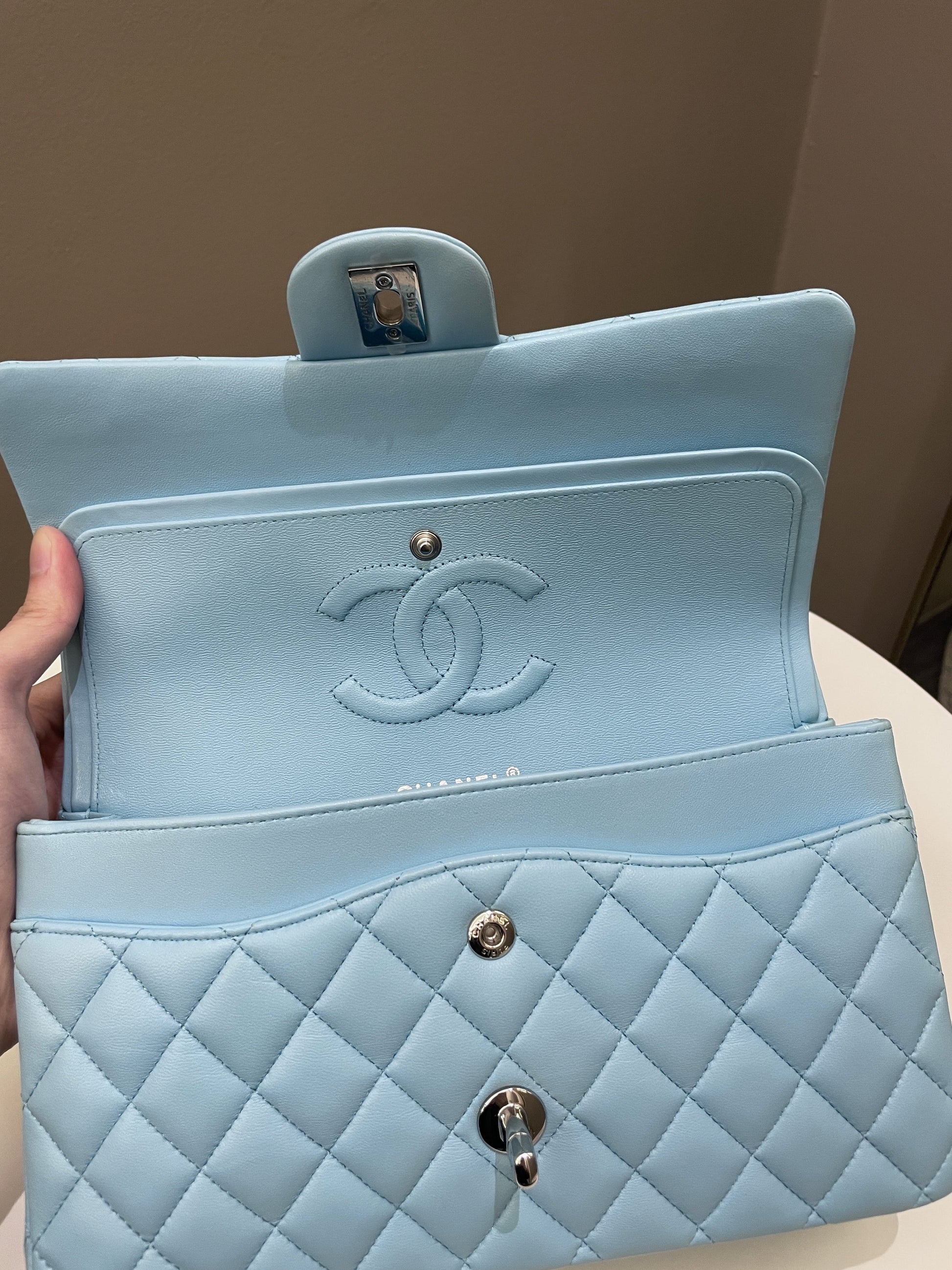 Chanel Classic Quilted Medium Double Flap Tiffany Blue Lambskin - Bags - 16