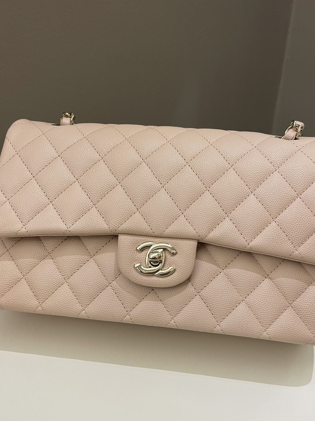 Chanel Classic Quilted Medium Double Flap Beige Caviar - Bags