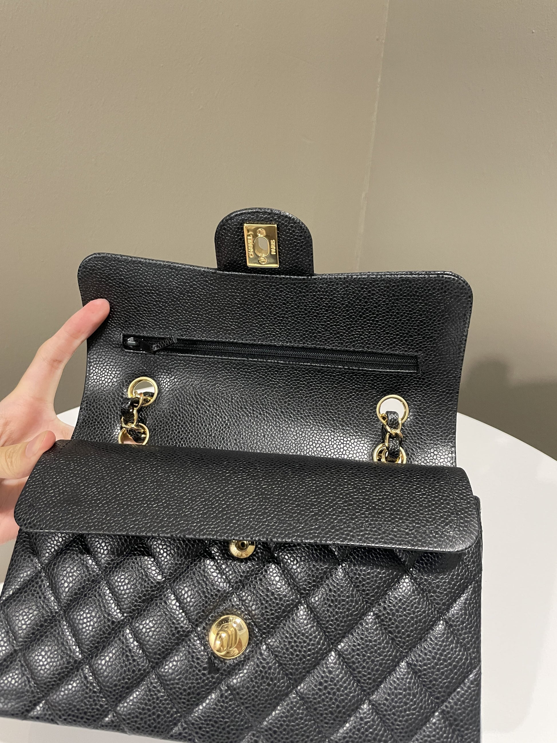 Chanel Classic Quilted Small Double Flap Black Caviar - 12