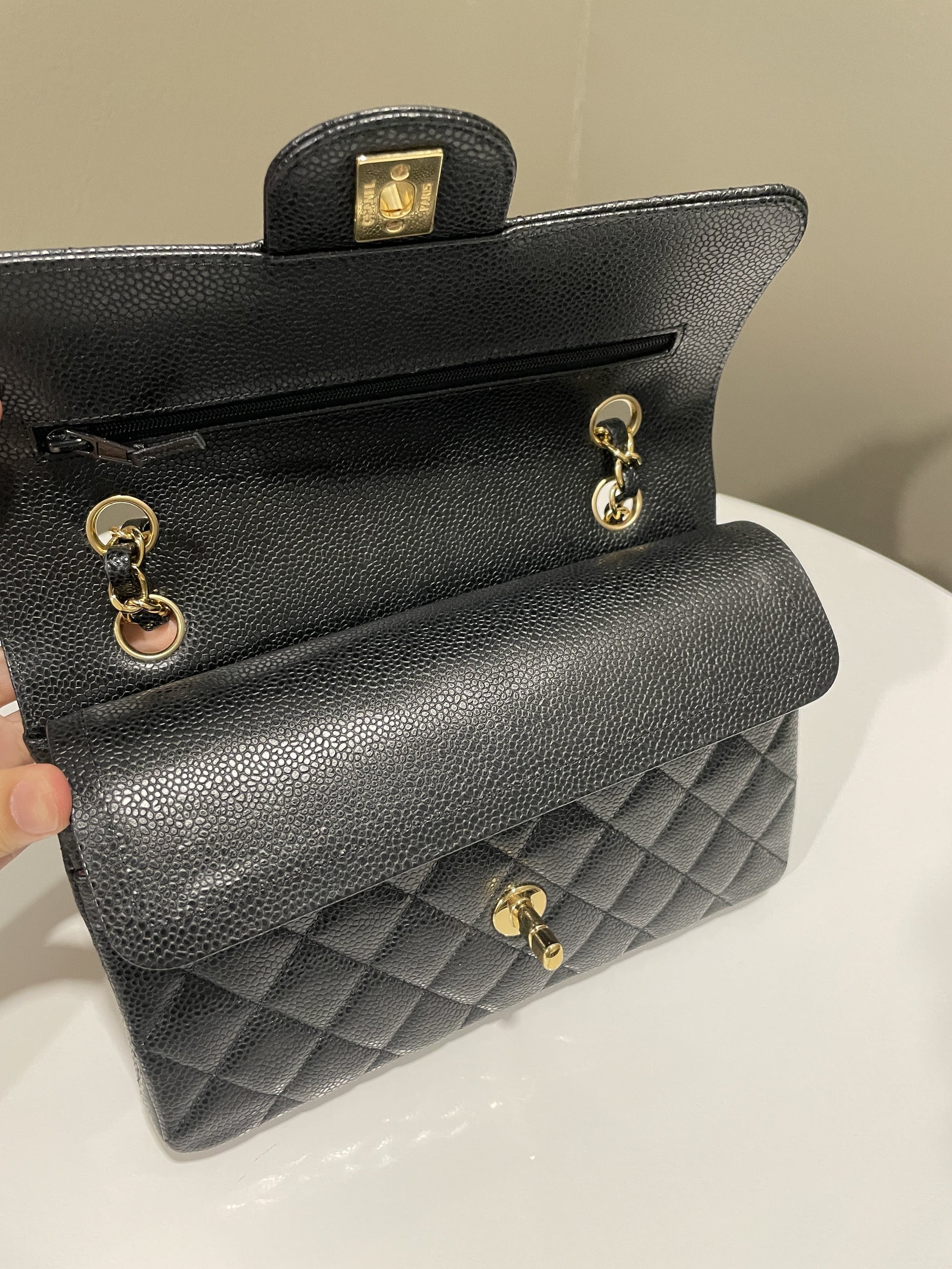 Chanel Classic Quilted Small Double Flap Black Caviar - 13