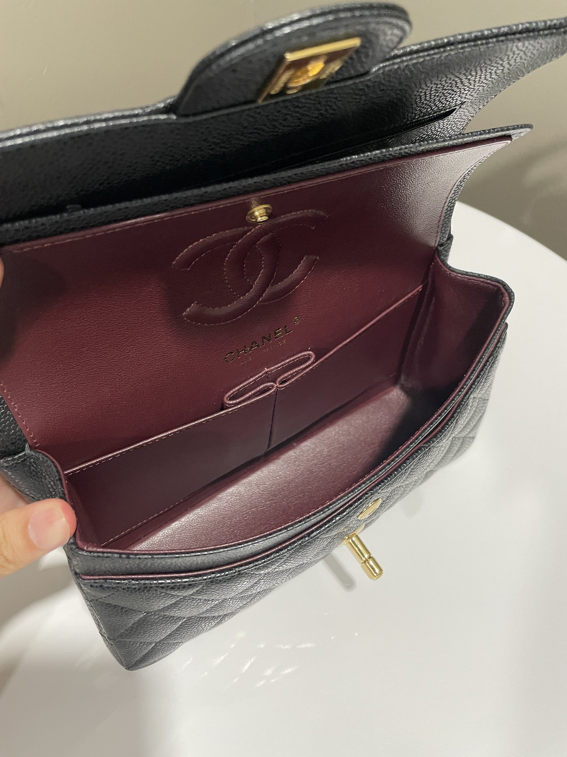 Chanel Classic Quilted Small Double Flap Black Caviar - 14
