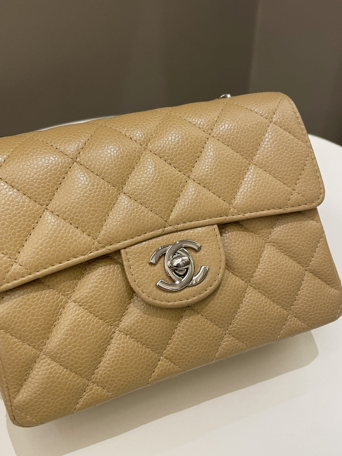 Chanel Vintage Classic Quilted Mini Square Dark Beige Caviar - Bags