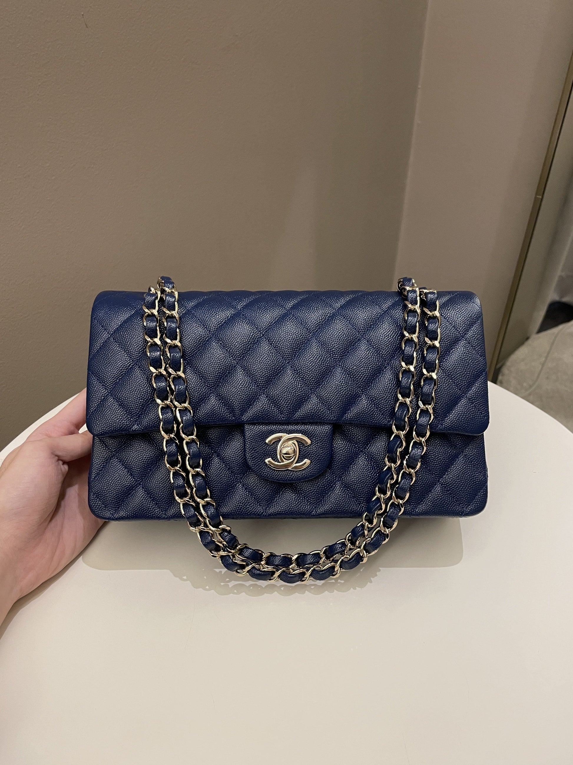 Chanel Classic Quilted Medium Double Flap Dark Navy Caviar - Bags - 3