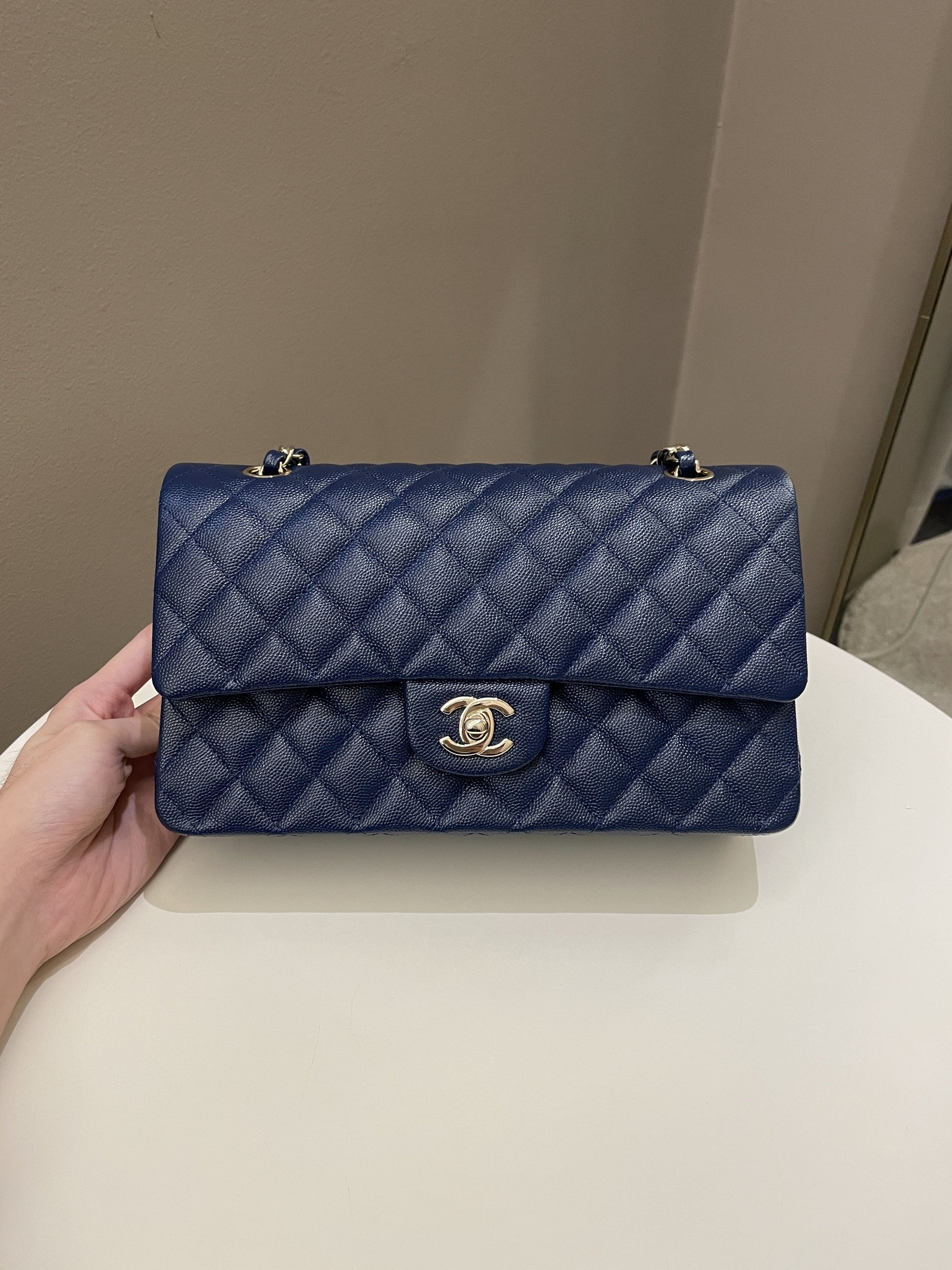 Chanel Classic Quilted Medium Double Flap Dark Navy Caviar - Bags - 4