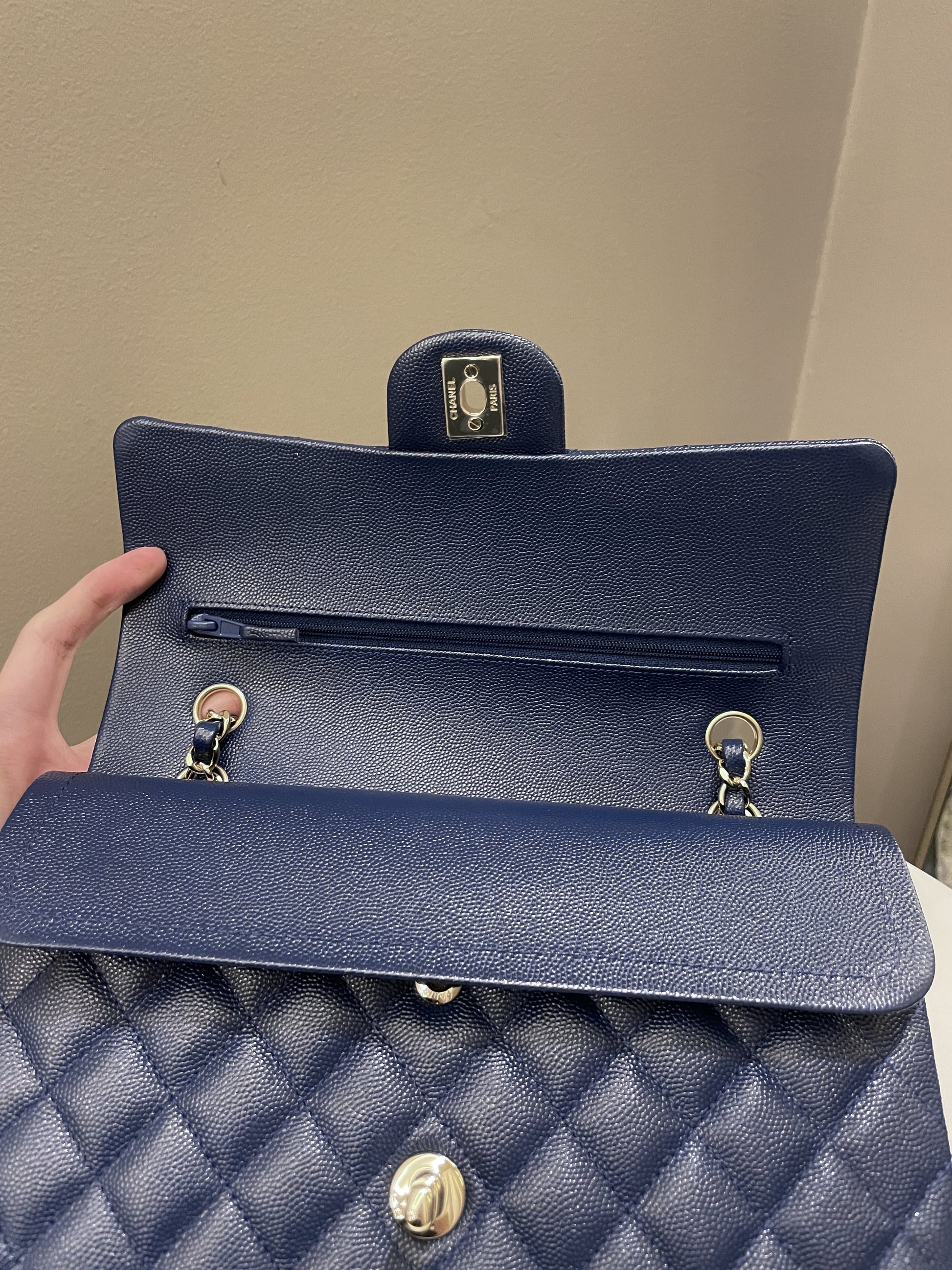 Chanel Classic Quilted Medium Double Flap Dark Navy Caviar - Bags - 15
