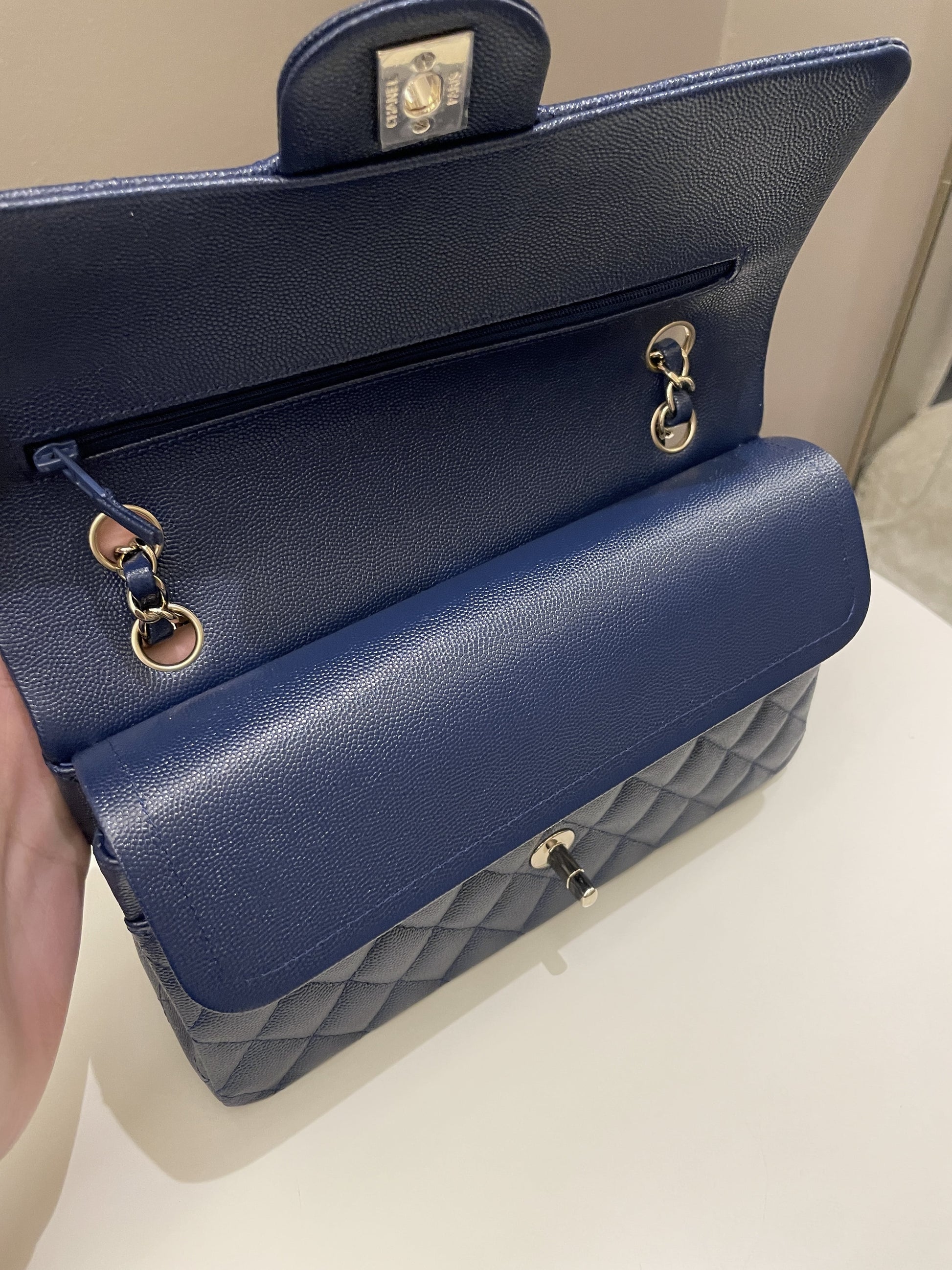 Chanel Classic Quilted Medium Double Flap Dark Navy Caviar - Bags - 16