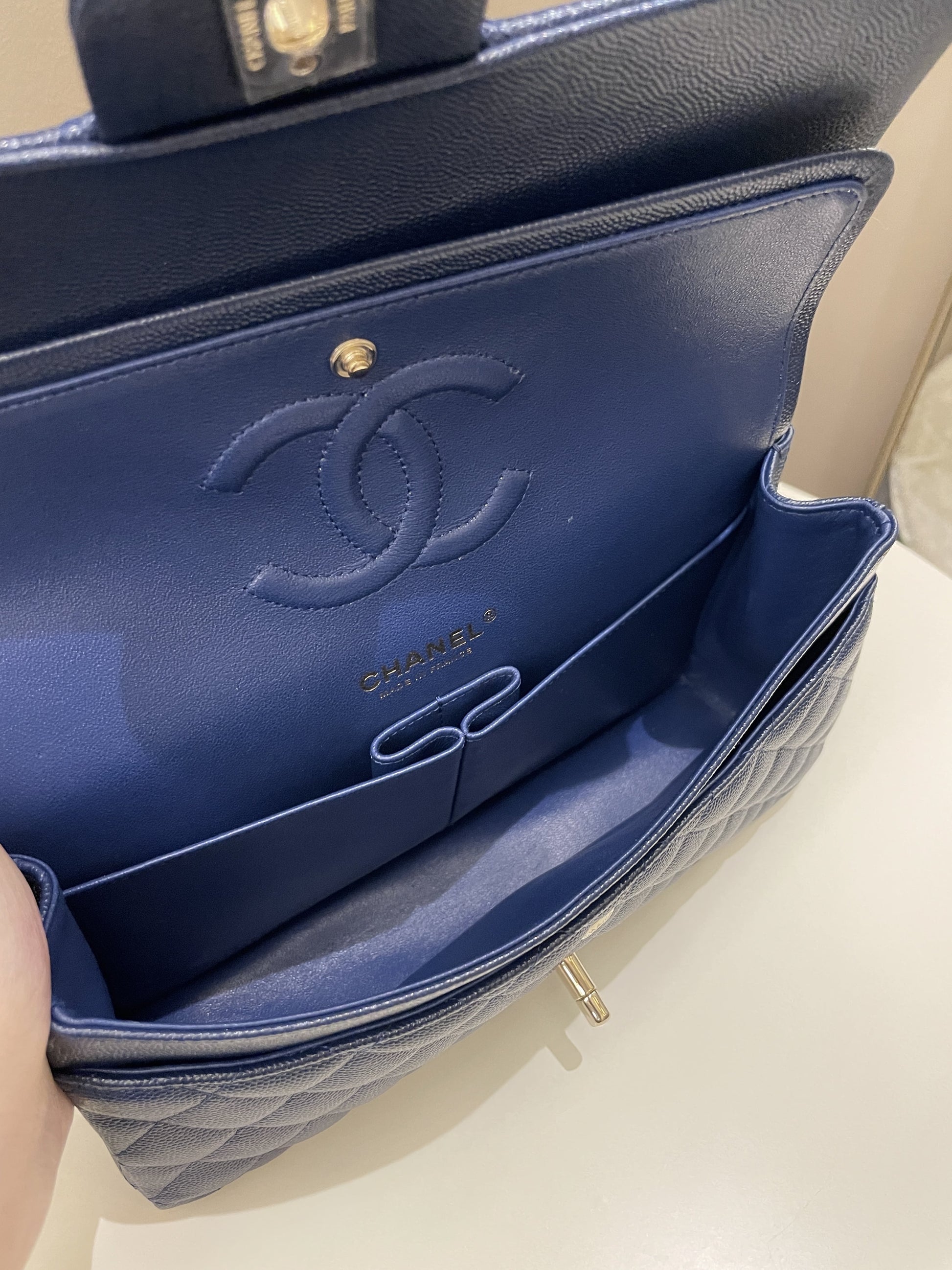 Chanel Classic Quilted Medium Double Flap Dark Navy Caviar - Bags - 18