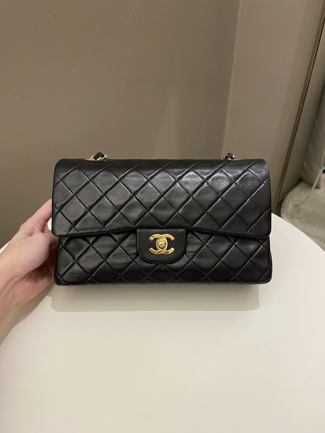 Chanel Vintage Classic Quilted Medium Double Flap Black Lambskin - Bags
