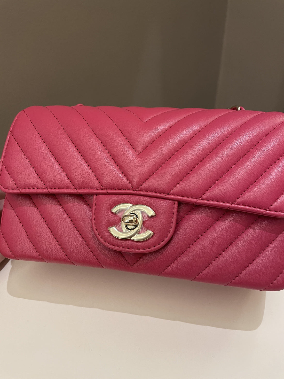 Chanel Classic Chevron Mini Rectangular Rose Fuchsia - Bags