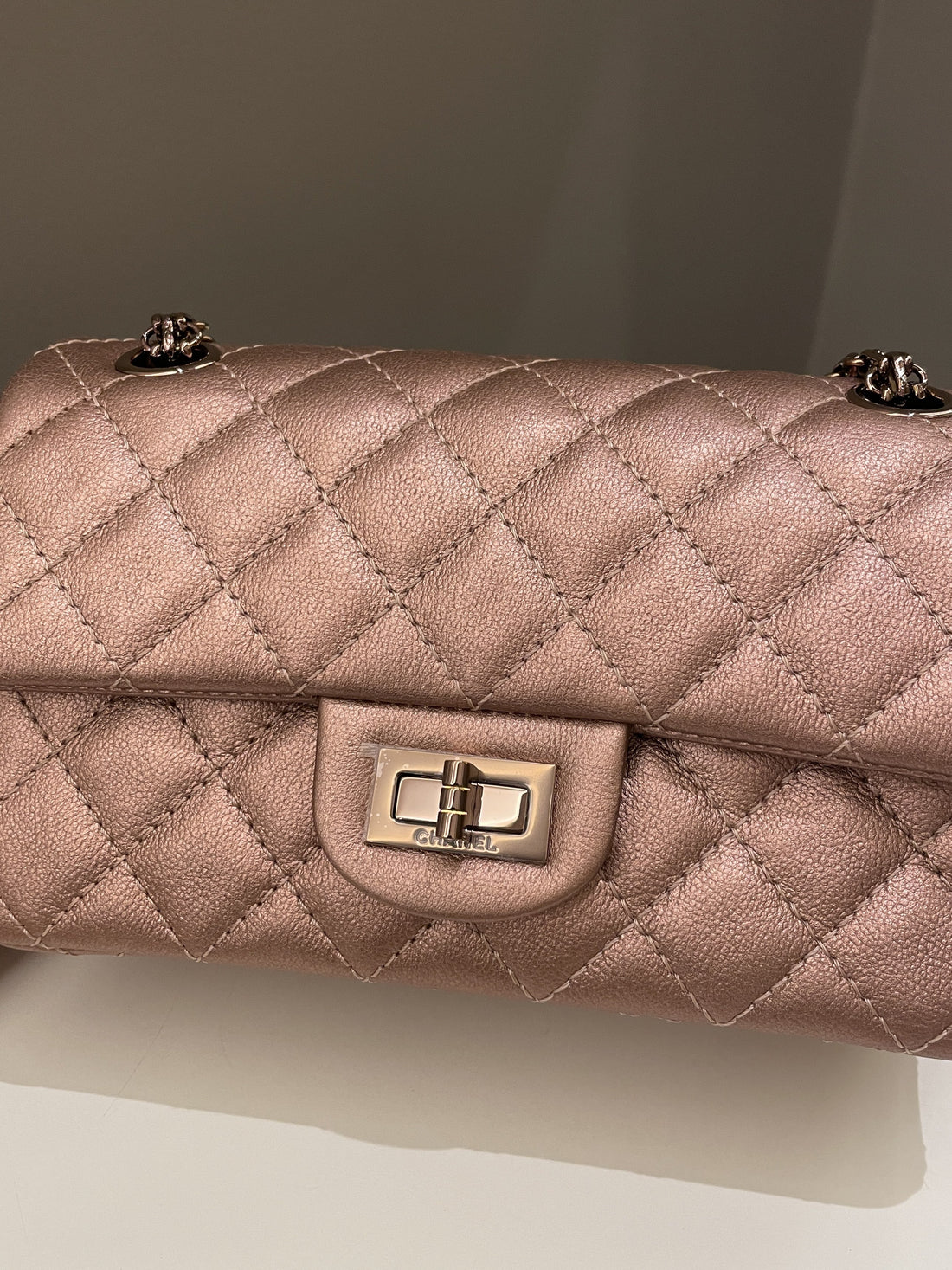 Chanel Classic 2.55 Quilted Mini Reissue Rose Gold Calfskin - Bags