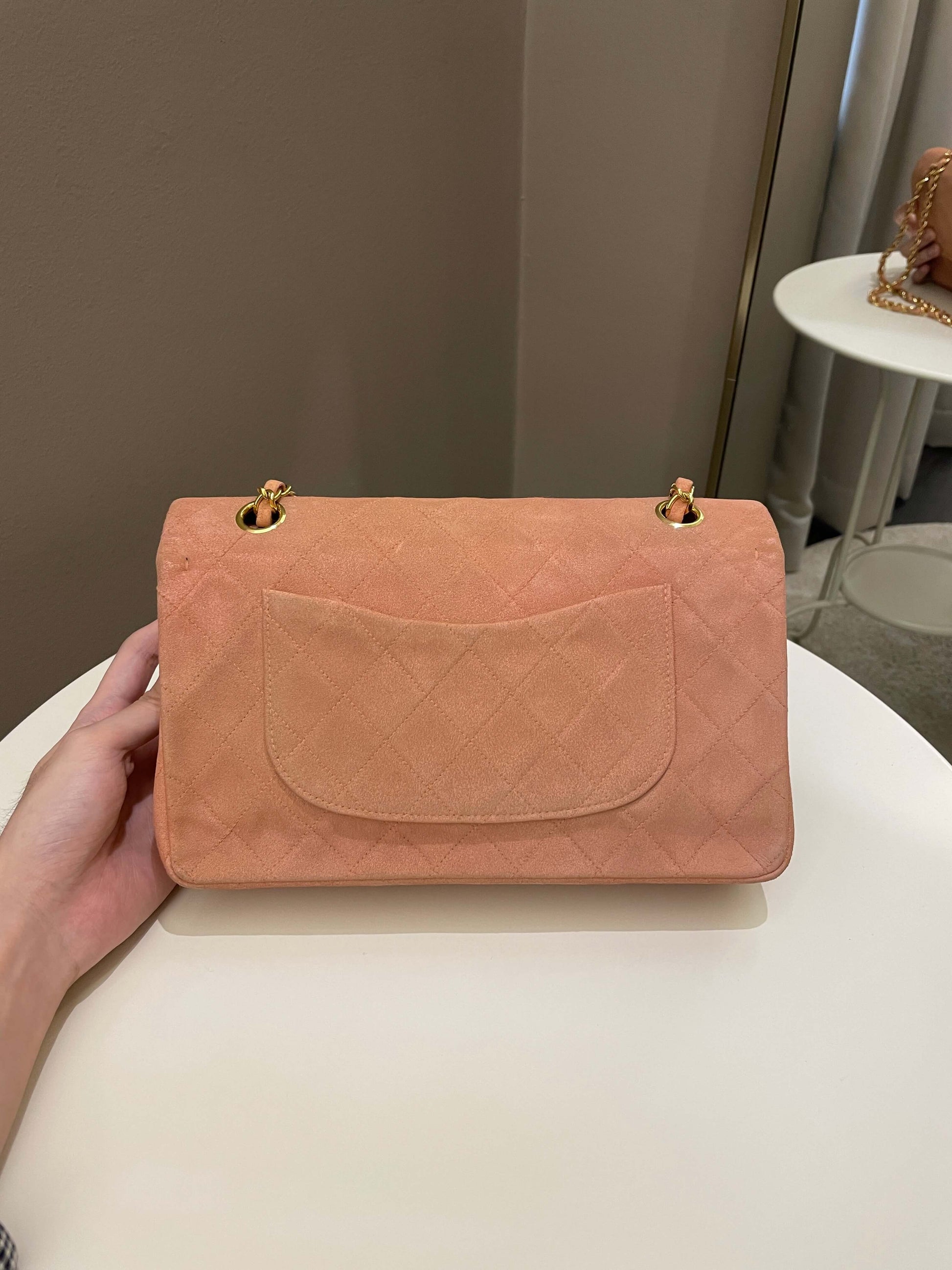 Chanel Vintage Classic Quilted Medium Flap Nude pink Suede - Bags - 3