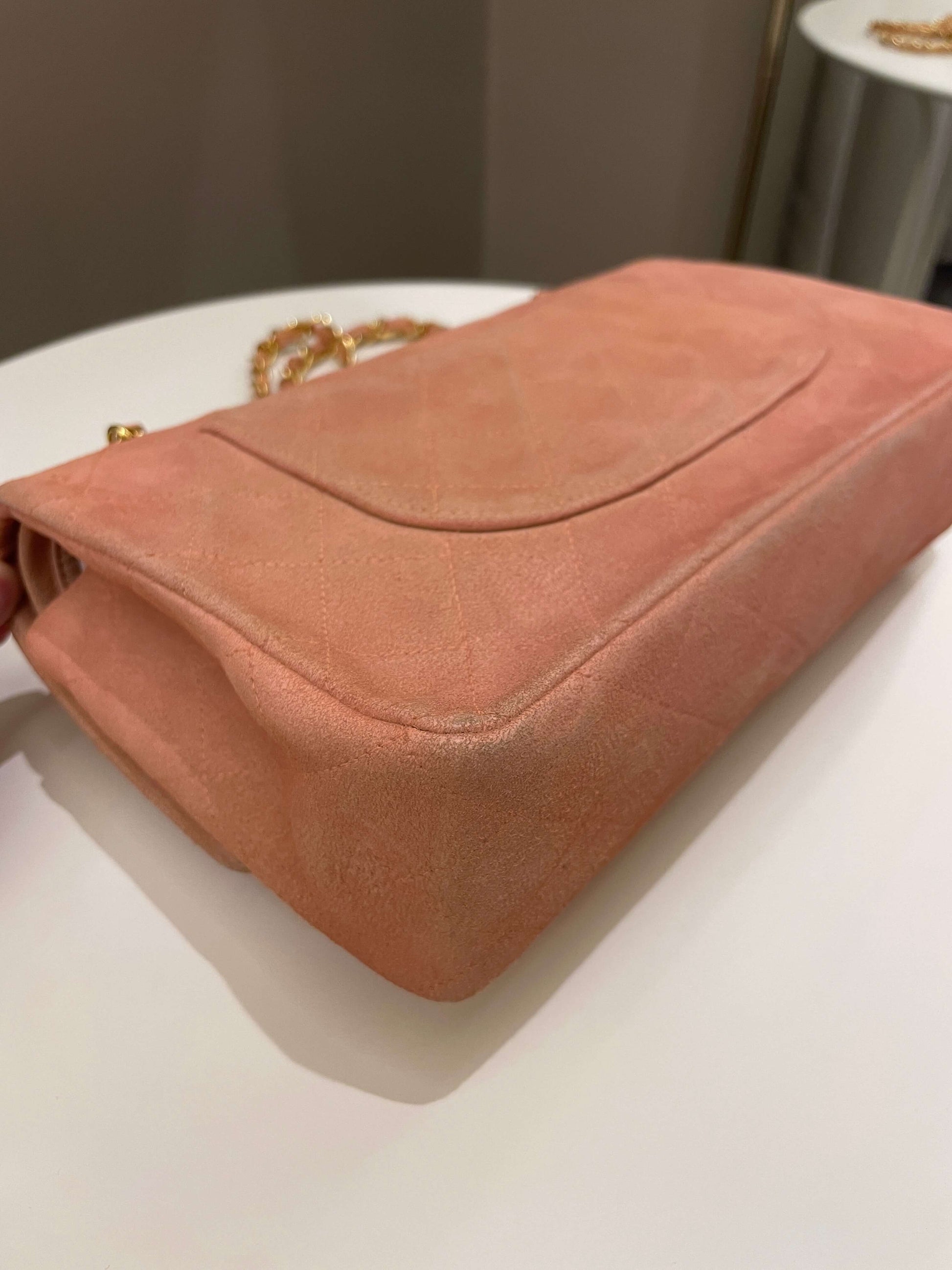Chanel Vintage Classic Quilted Medium Flap Nude pink Suede - Bags - 10