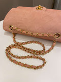 Chanel Vintage Classic Quilted Medium Flap Nude pink Suede - Bags - 18