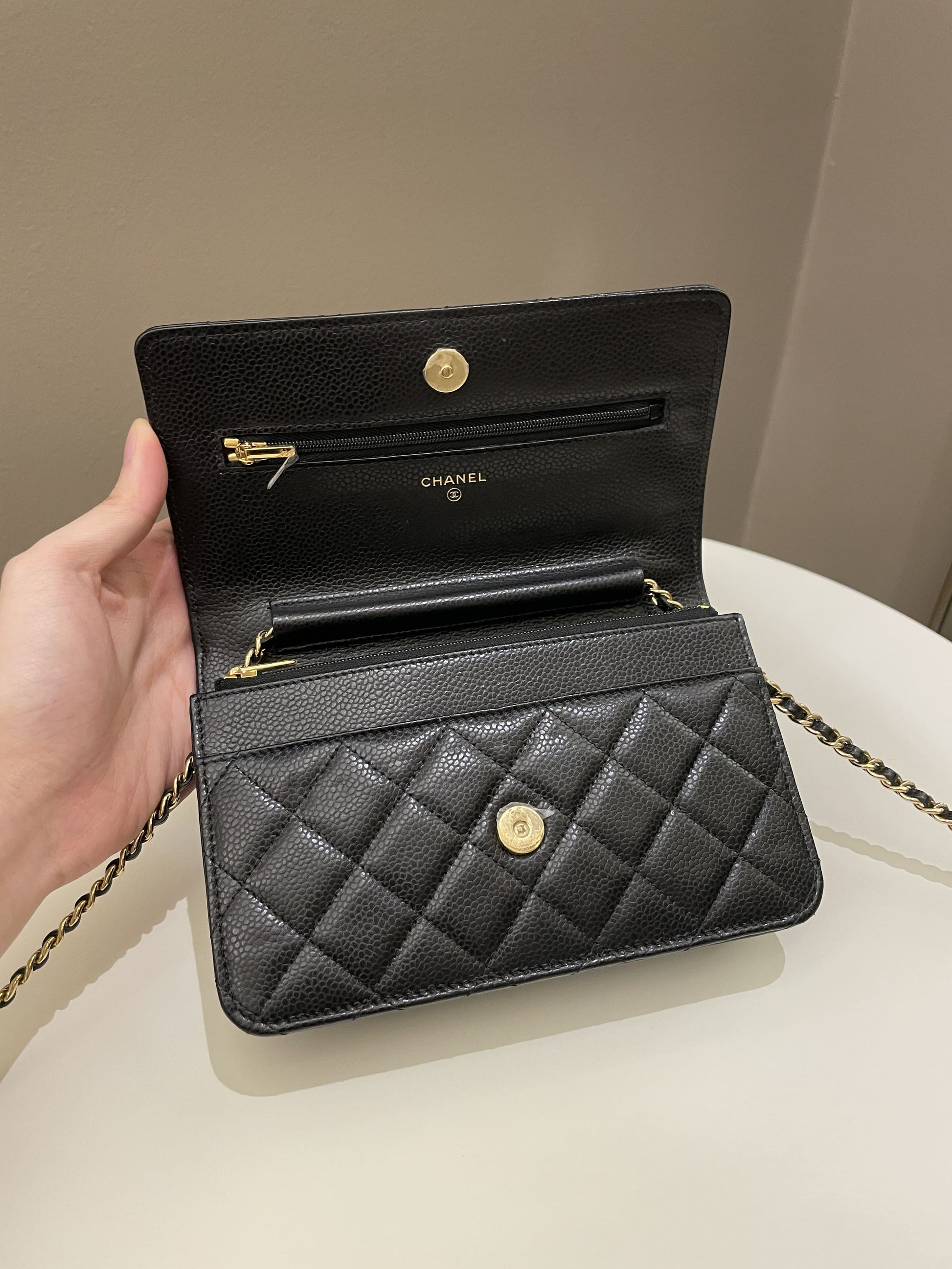 Chanel Classic Quilted Wallet on Chain Black Caviar - Bags - 11