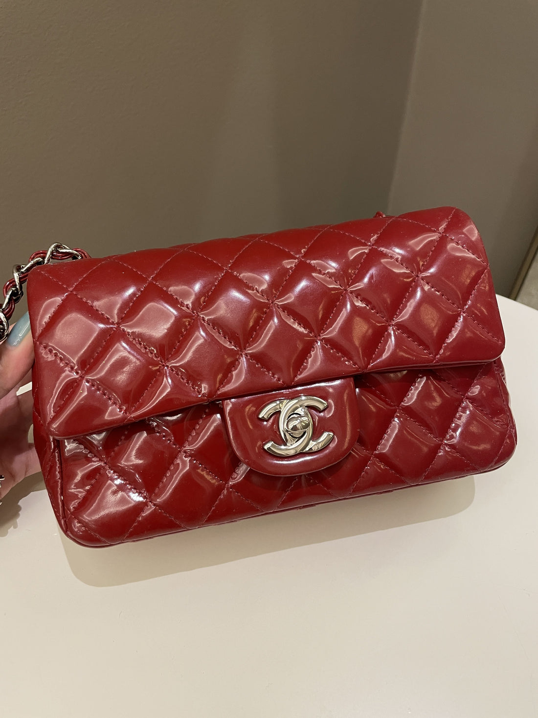 Chanel Classic Quilted Mini Rectangular Red Patent - Bags