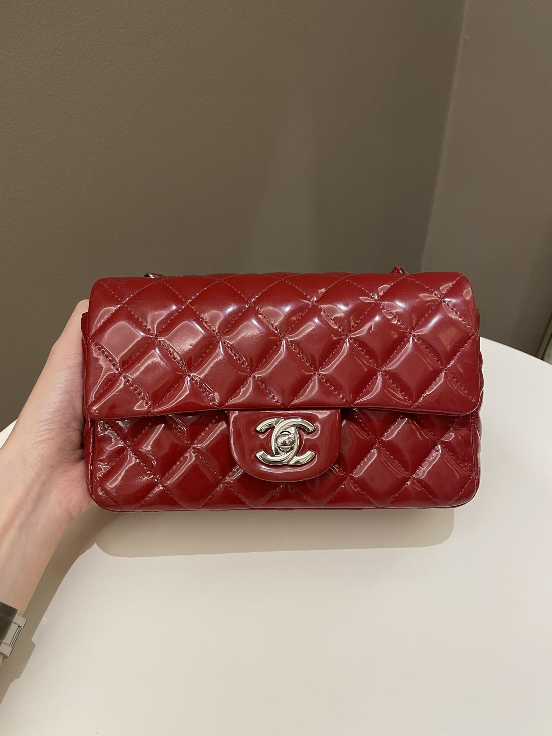 Chanel Classic Quilted Mini Rectangular Red Patent - Bags