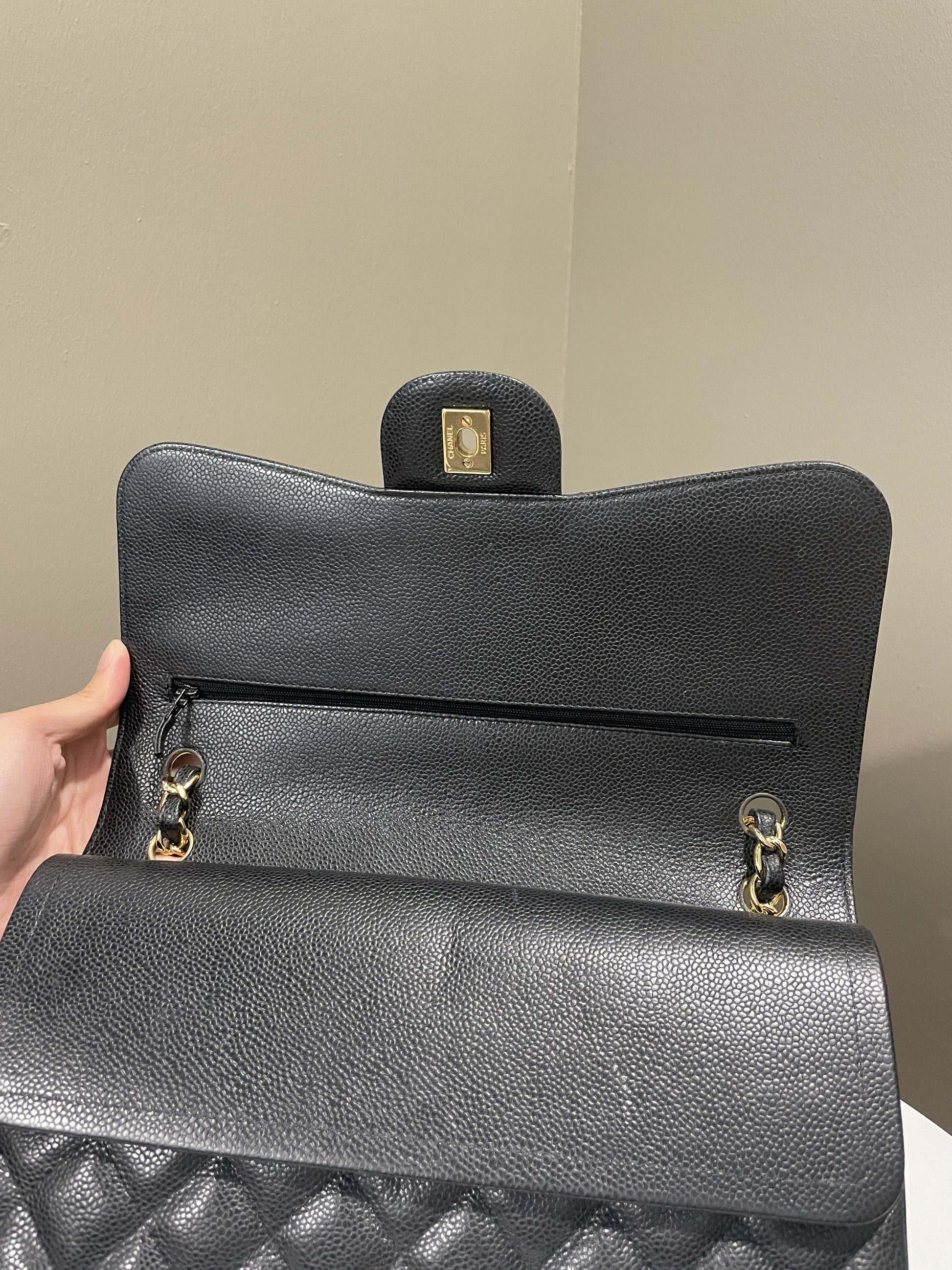 Chanel Classic Jumbo Double Flap Black Caviar - Bags - 14