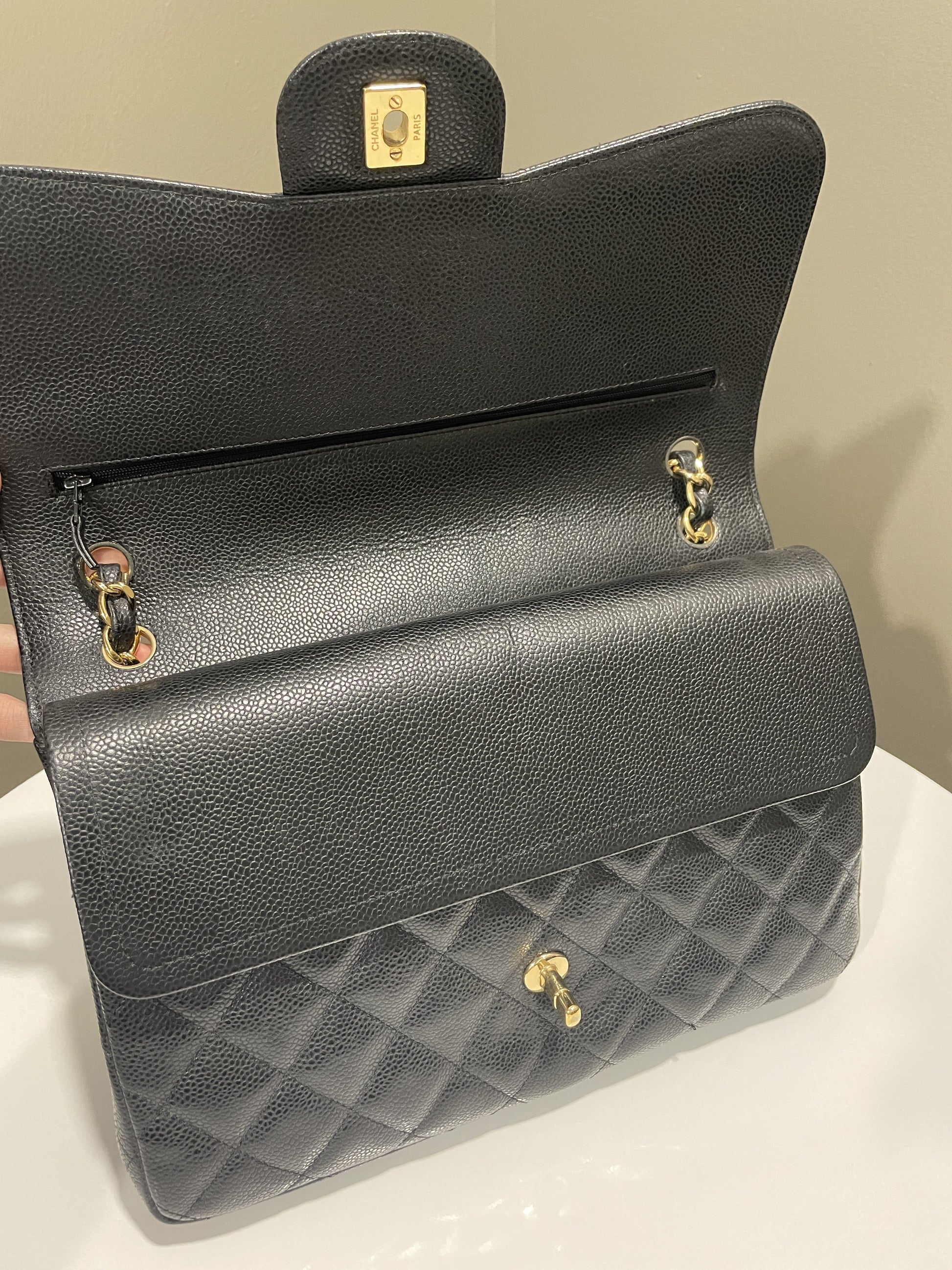 Chanel Classic Jumbo Double Flap Black Caviar - Bags - 13