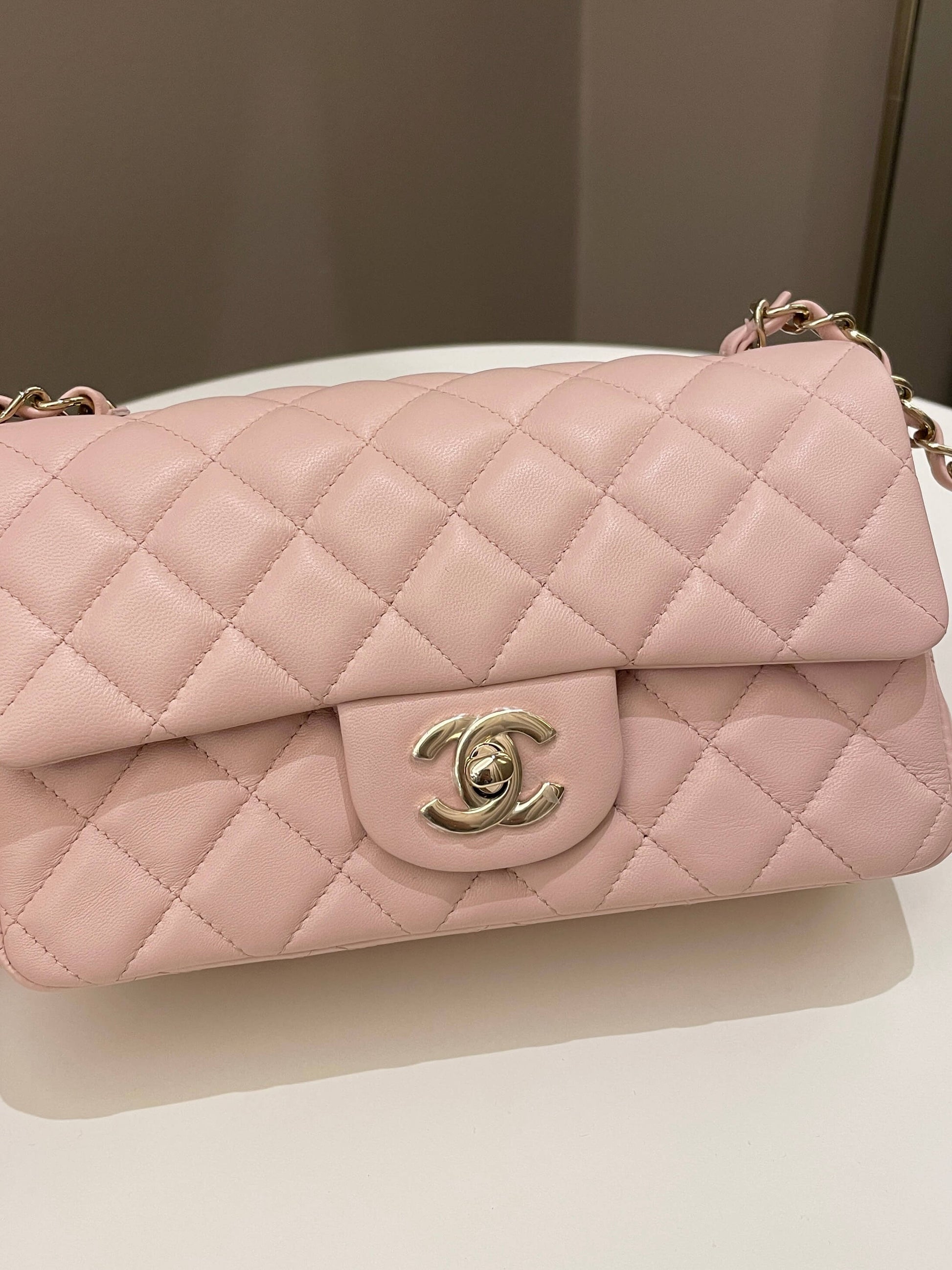 Chanel Classic Quilted Mini Rectangular Pale Pink Lambskin - Bags