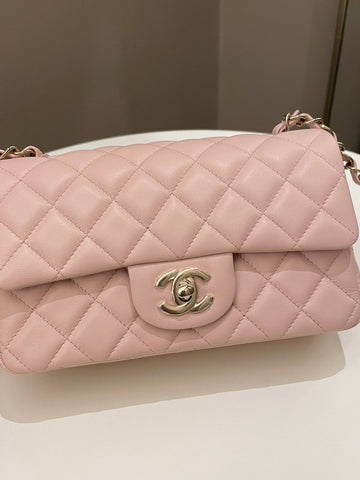 Chanel Classic Quilted Mini Rectangular Pale Pink Lambskin - Bags