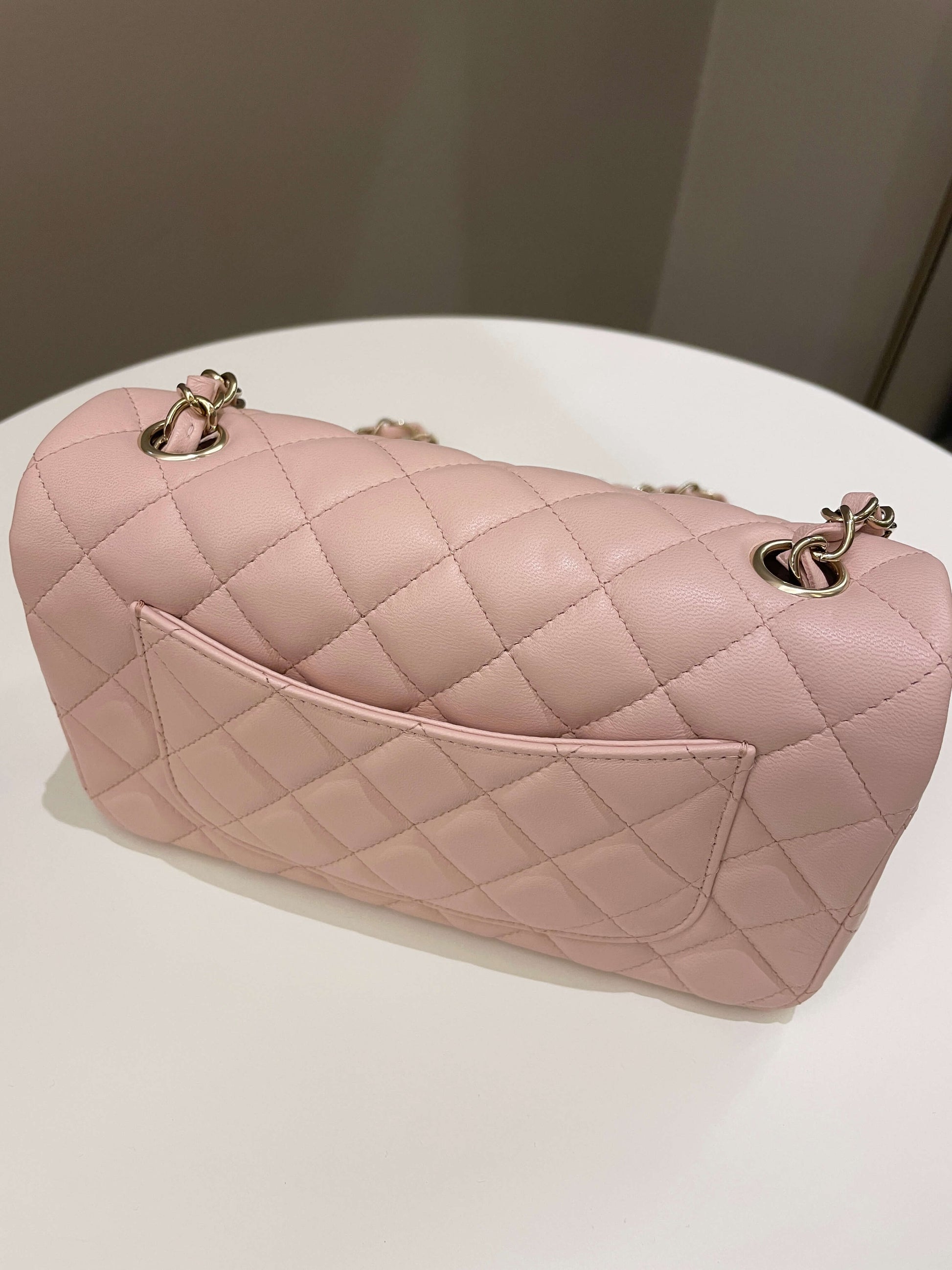 Chanel Classic Quilted Mini Rectangular Pale Pink Lambskin - Bags - 4