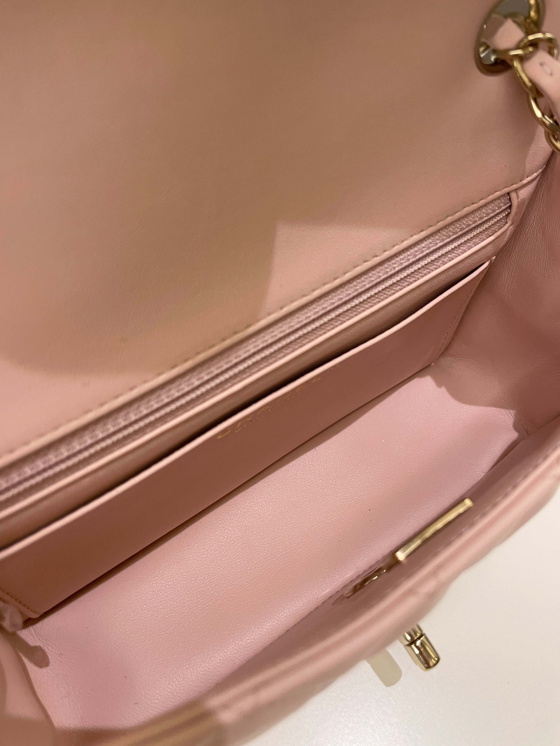 Chanel Classic Quilted Mini Rectangular Pale Pink Lambskin - Bags - 15