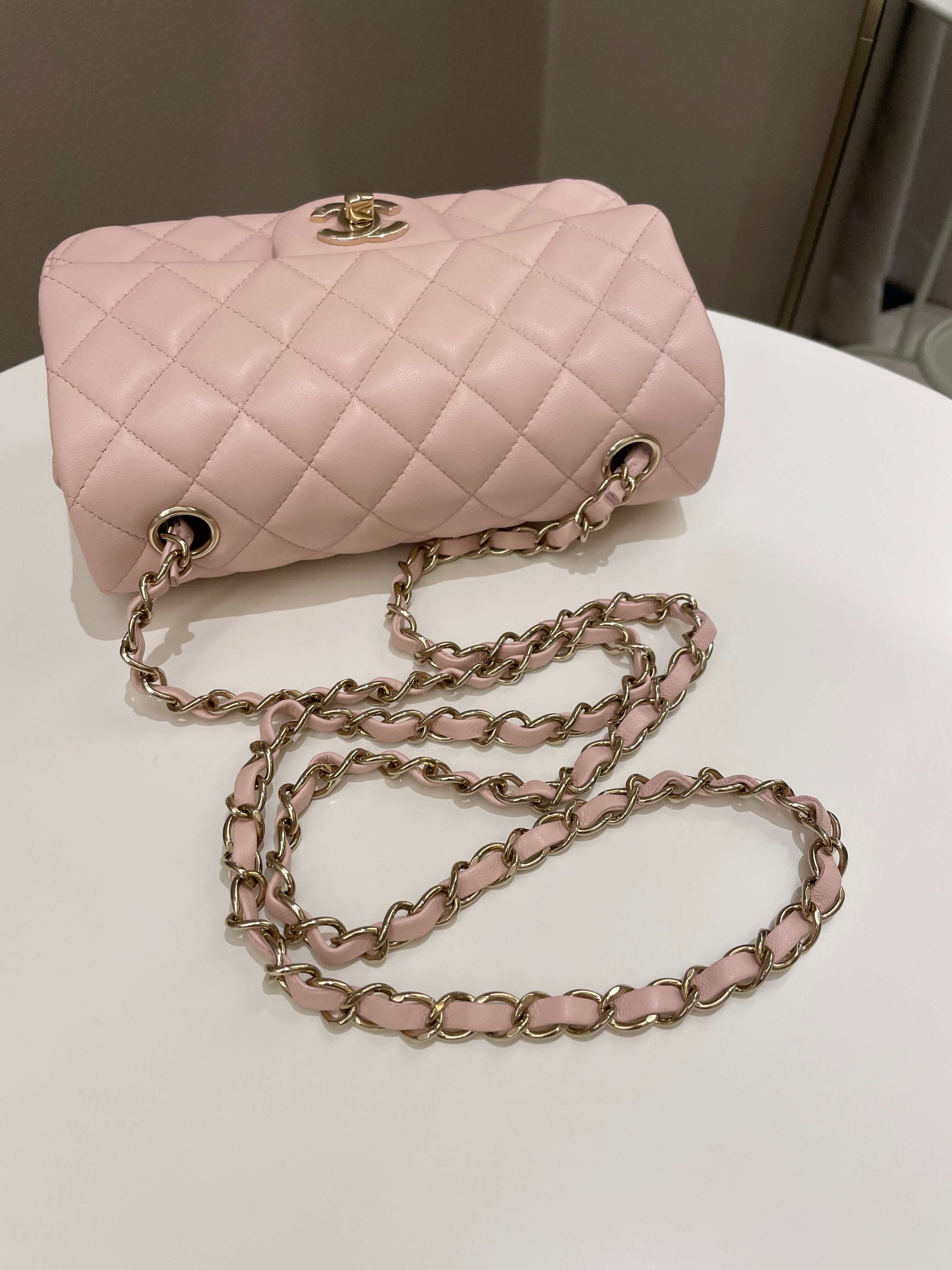 Chanel Classic Quilted Mini Rectangular Pale Pink Lambskin - Bags - 17